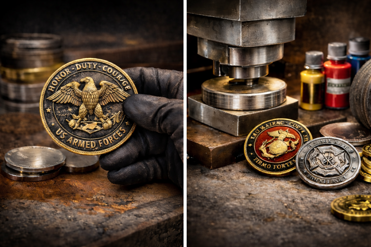 Challenge coin production and finishing process